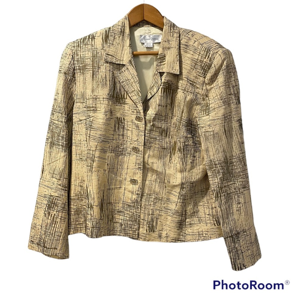 Vera Cristina Women’s Vintage Suit Jacket Silk Linen Stylish